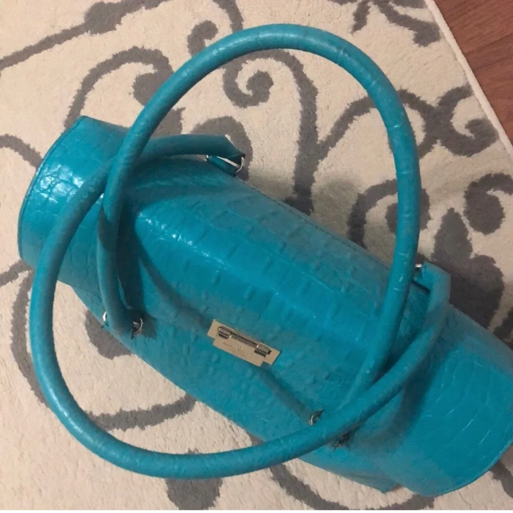 Kate Spade Orchard Valley Sinclair Turquoise Satchel Crocodile Embossed Leather
